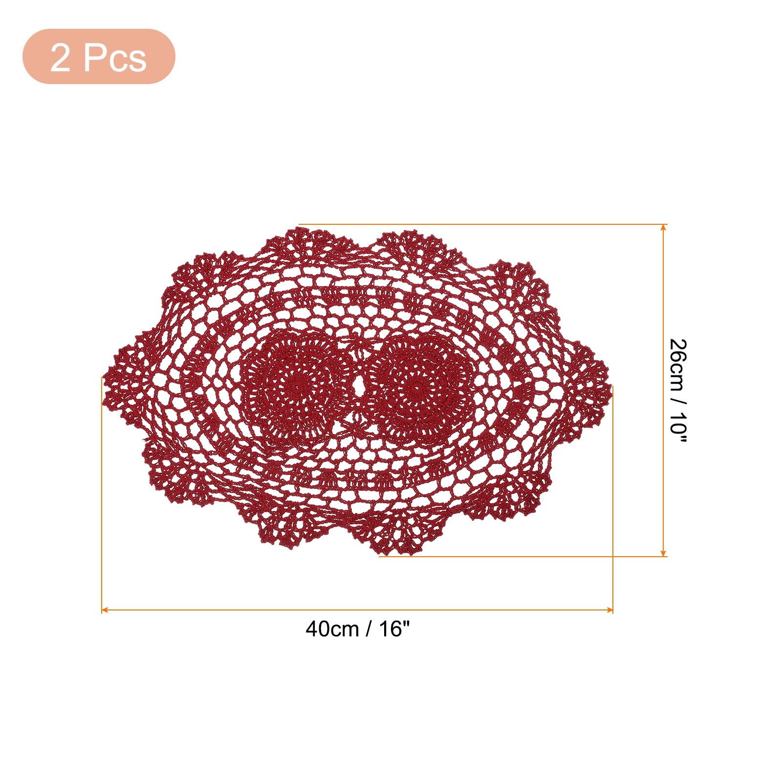 Handmade Crochet Doilies Polyester Cotton Table Placemats Oval Table Crochet Placemat for Dining Table Kitchen Parties