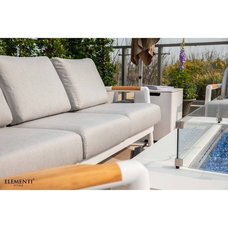 Elementi Santorini Outdoor Aluminum 3-Seat Sofa with Sunbrella® Cushions