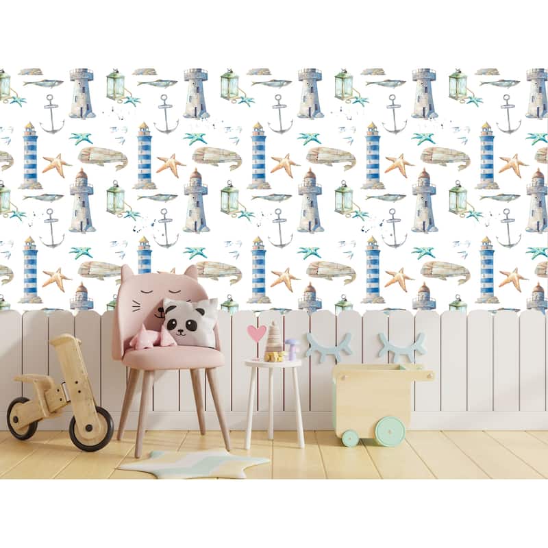 Ocean Light House Removable Wallpaper - 24'' inch x 10'ft