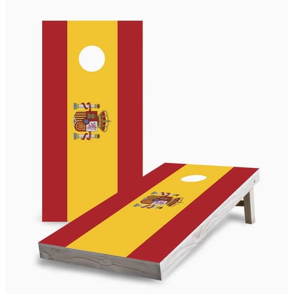 slide 2 of 7, Spanish Flag Cornhole Game (Choose Wraps or Boards) 2x4 Boards (24" x 48") - Include ALL Accessories