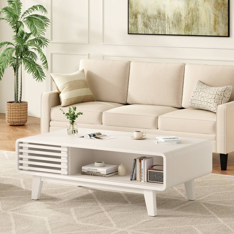 Coffee Table, Living Room Tables, Modern Table with Storage, Mid Century Farmhouse Wood Coffee Table for Living Room