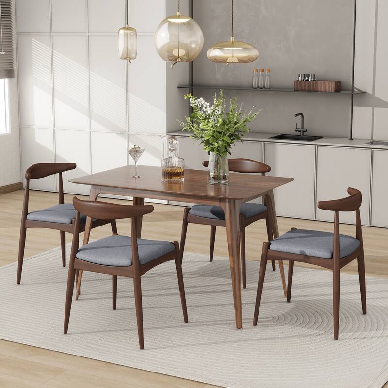 Roomfitters Rubberwood Dining Chairs with Ergonomic Backrest and Cushioned Seat, Set of 2