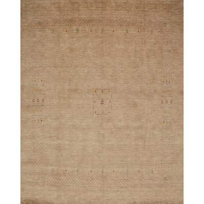 Hand Knotted Oriental 100% Wool Carpet Tribal Animal Pictorial Brown Gabbeh Area Rug - 9' 6'' X 9' 10''