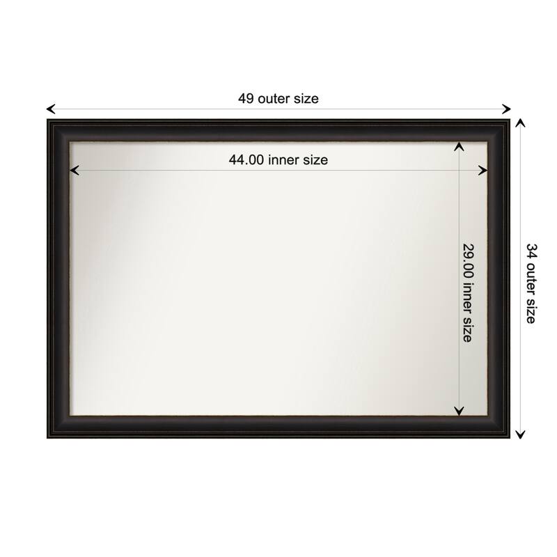 Trio Oil Rubbed Bronze Framed Non-Beveled Custom Wall Mirror, Bathroom Vanity Mirror - Outer Size: 48.5 x 33.5