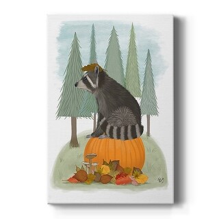 Raccoon On Pumpkin Premium Gallery Wrapped Canvas - Ready to Hang - Bed ...