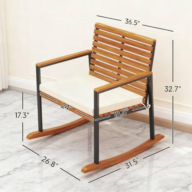 GDFStudio - Oliver Outdoor Rocking Chair Set of 2 with Cushioned - Rocking Chairs