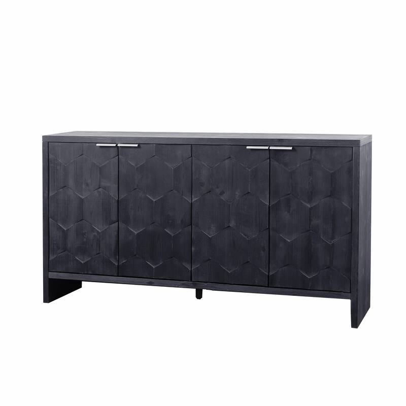 Farmhouse Style 4-Door Wooden Sideboard Buffet Cabinet