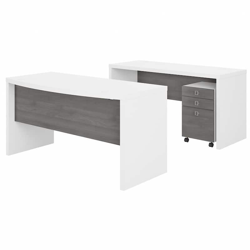 Echo Bow Front Desk and Credenza w/ Drawers by Bush Business Furniture