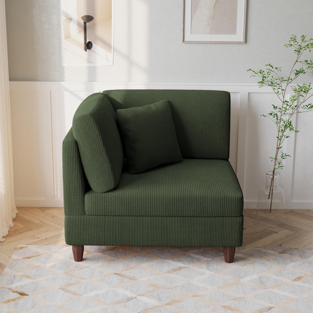 Corduroy Accent Chair with Ottoman Modular Couch Sectional Sofa