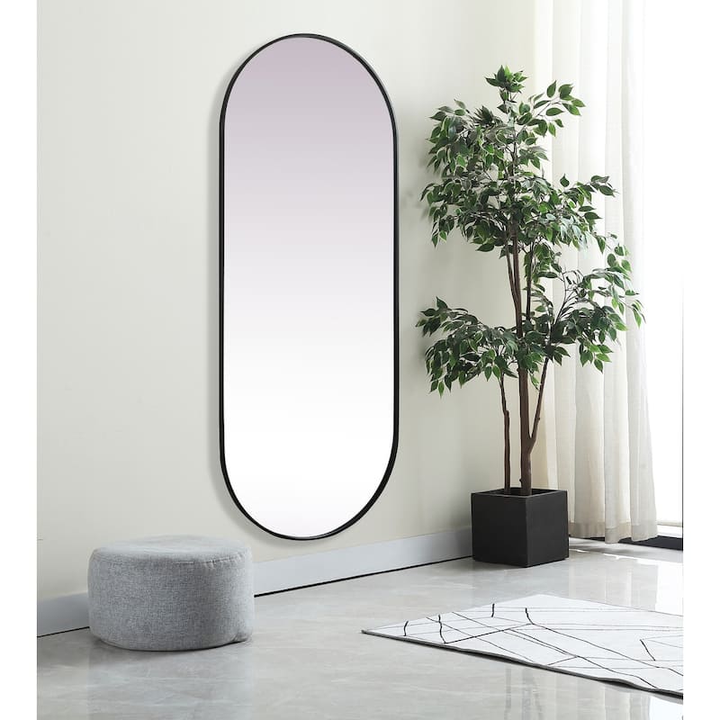 Indigo Home Metal Frame Oval Mirror 30x72 Inch