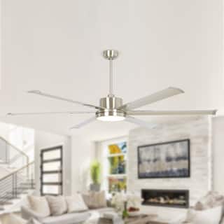 65-inch Brushed Nickel Modern Windmill Ceiling Fan with LED Light and Remote Control