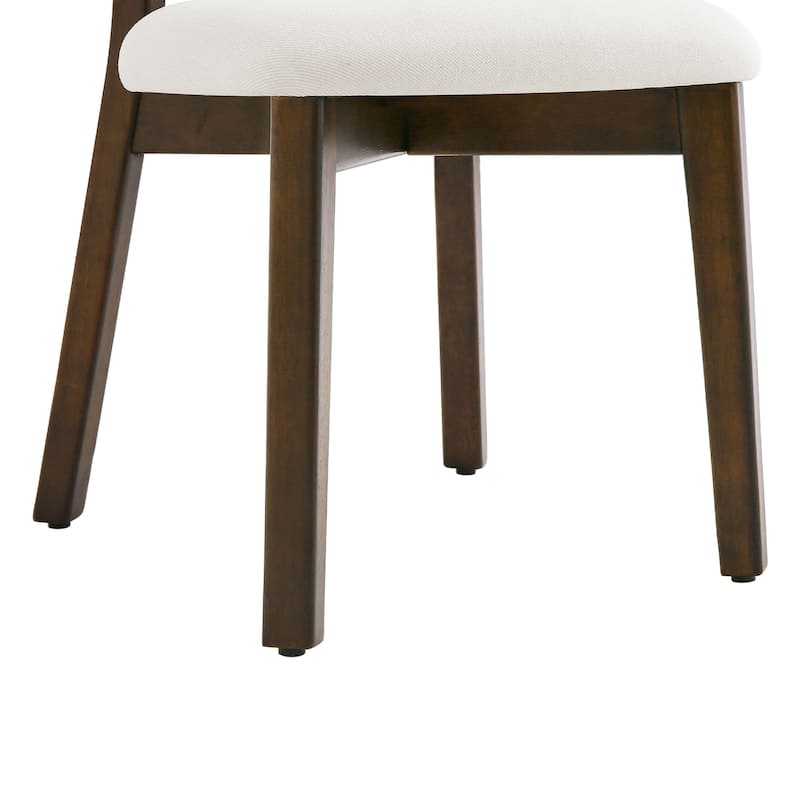 Fabric Upholstered Dining Chairs Set of 2/4 with Wooden Legs, Modern Kitchen Dining Chairs with Back, Walnut Flaxen
