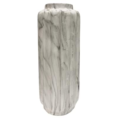 Trevi Floor Vase- Medium - White Marble Finish on Resin