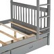 preview thumbnail 10 of 9, Full-Over-Full Bunk Bed with Ladders and Two Storage Drawers (Gray)