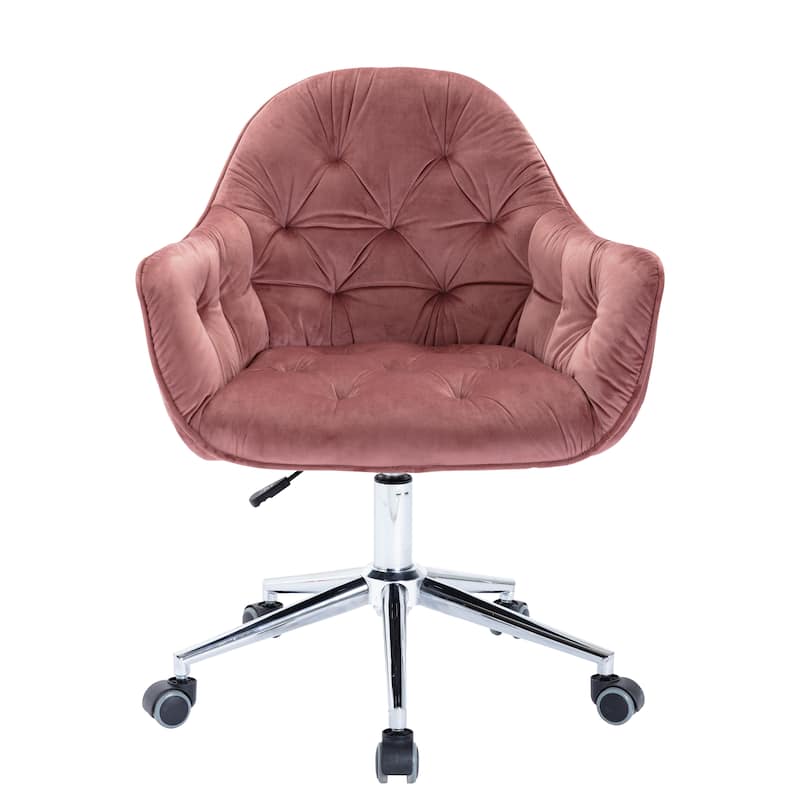 Corvus Hernals Velvet Tufted Adjustable Swivel Home Office Chair - Dusty Pink