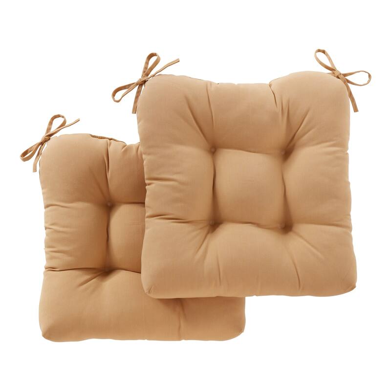 Sunbrella Tufted 20-inch Outdoor Chair Cushion - Canvas Wheat - Set of 2