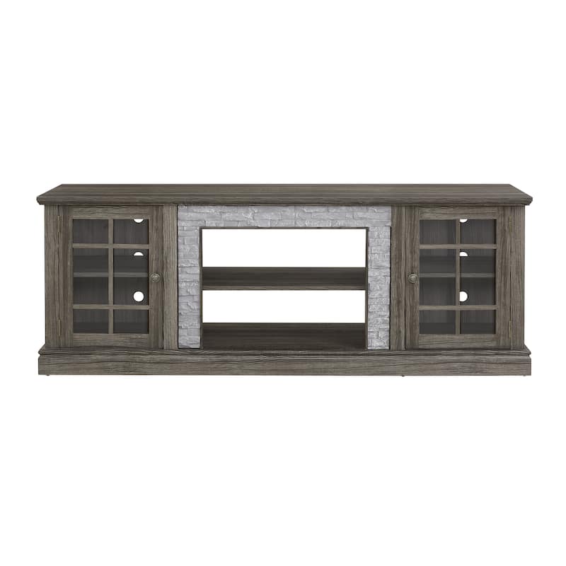 70" Modern TV Stand with 2-Door Storage, Faux Stone Media Console Cabinet, Large Entertainment Center for Living Room