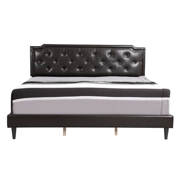 LYKE Home Delran Cappuccino Faux Leather King Bed Bed Bath & Beyond