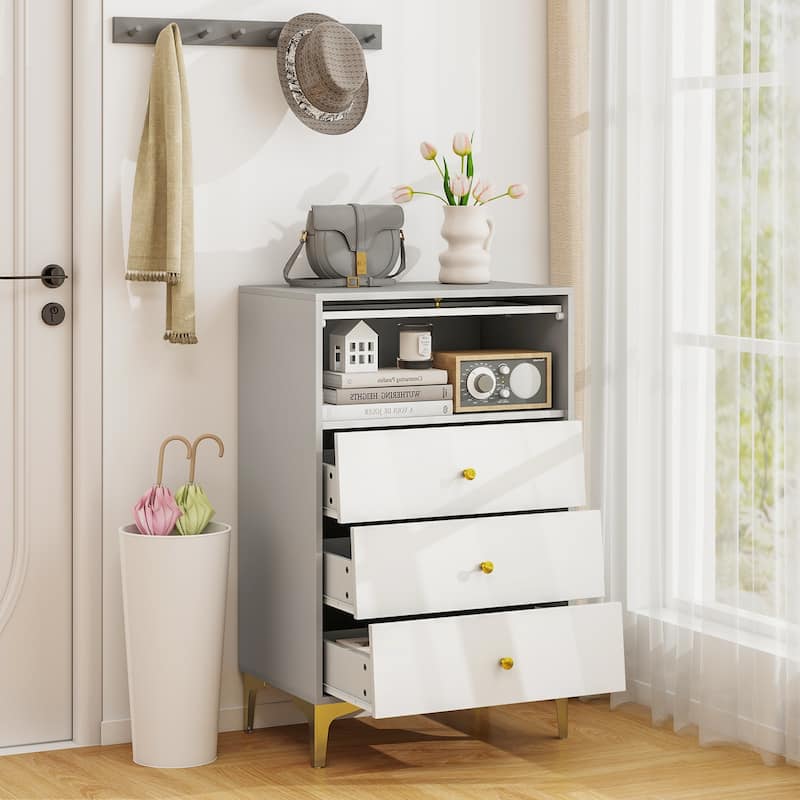Gymax 2PCS 3 Drawer Dresser 37.5'' Tall Dresser Chest of Drawers w/