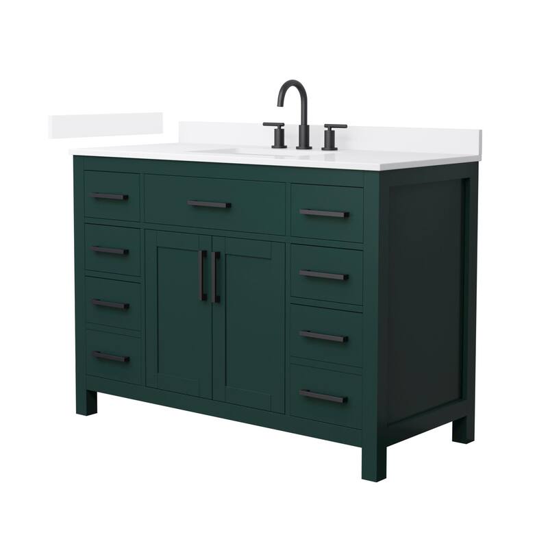 Wyndham Collection WCG2424-48S-QTZ-US3MXX Beckett 48" Free Standing - Green / White Quartz Top / Matte Black Hardware