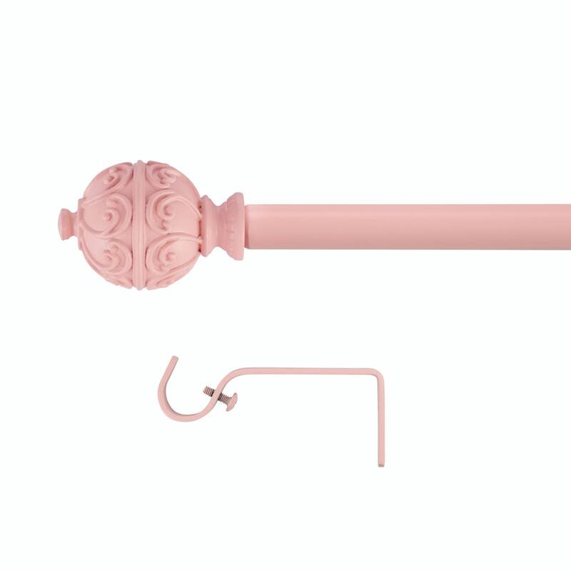 Acroma Metal Adjustable Single Modern Curtain Rod Pink.