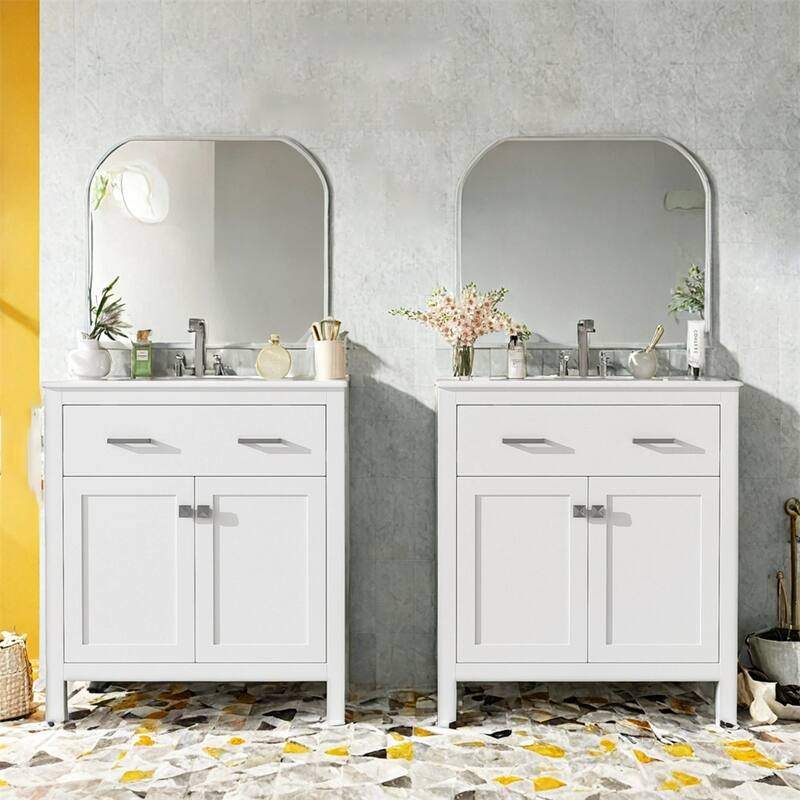 60" Bathroom Vanity Set with Double Vanities (Separate),Ceramic Sinks