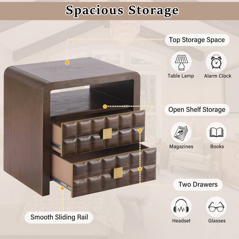 Christopher Knight Home - Walden Modern Wood Nightstand with Storage and Open Shelf