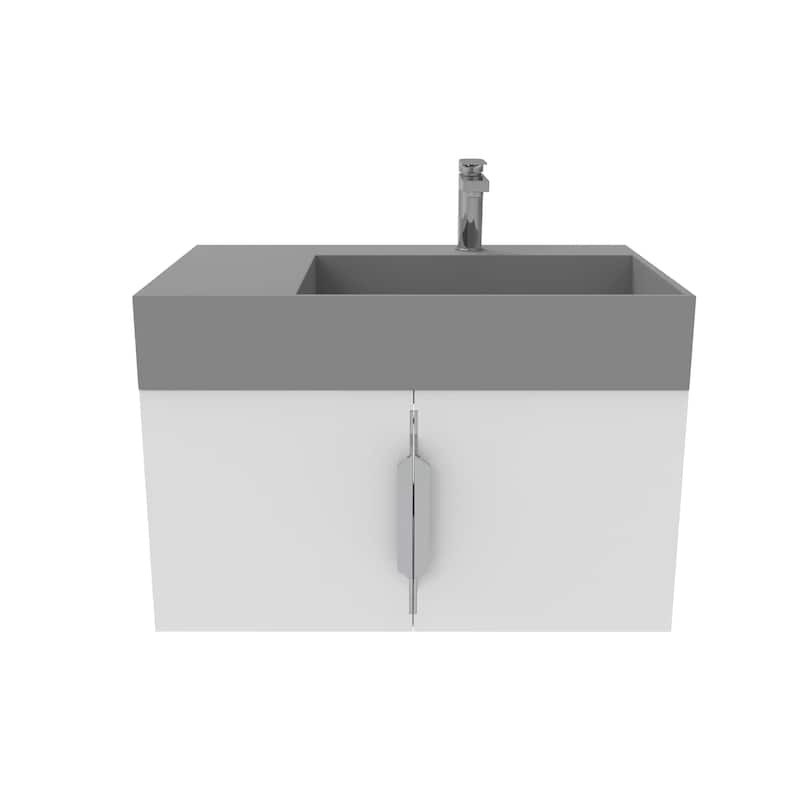 Amazon 30" Wall Mounted Bathroom Right Basin Vanity Set w/ Gray Top