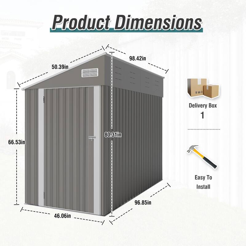 Outdoor Garden Shed with Hinge Side Door Modular Storage Shed Tool Shed Workshop & Temporary Shelter Shed