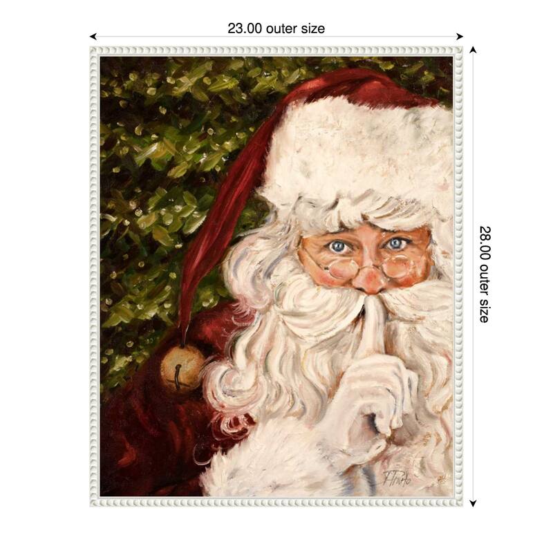 Secret Santa by Patricia Pinto Framed Canvas Wall Art Print - White