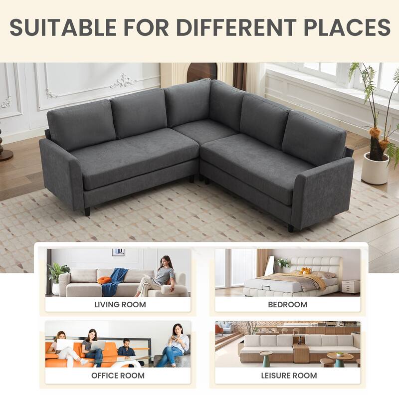 Snow Velvet Sectional Sofa