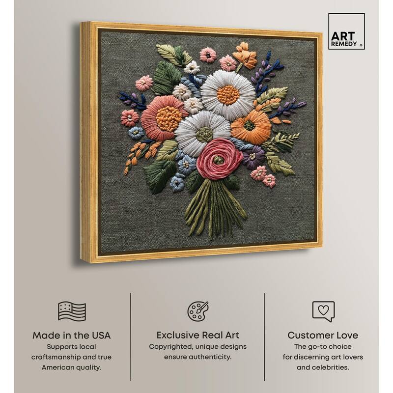 Stitched Bloom Bouquet II Canvas by Art Remedy