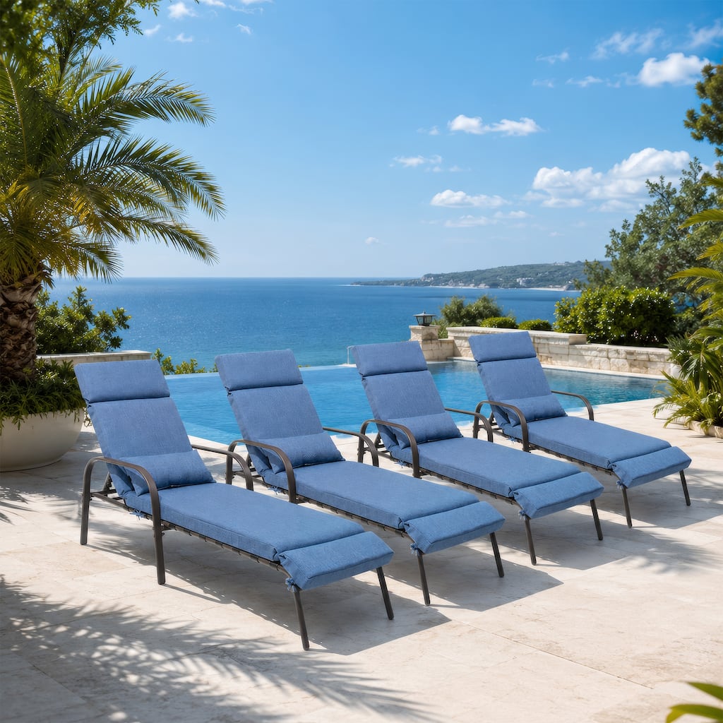 Outdoor Premium All-weather Recliner Adjustable Chaise Lounge Chair with Cushion & Pillow