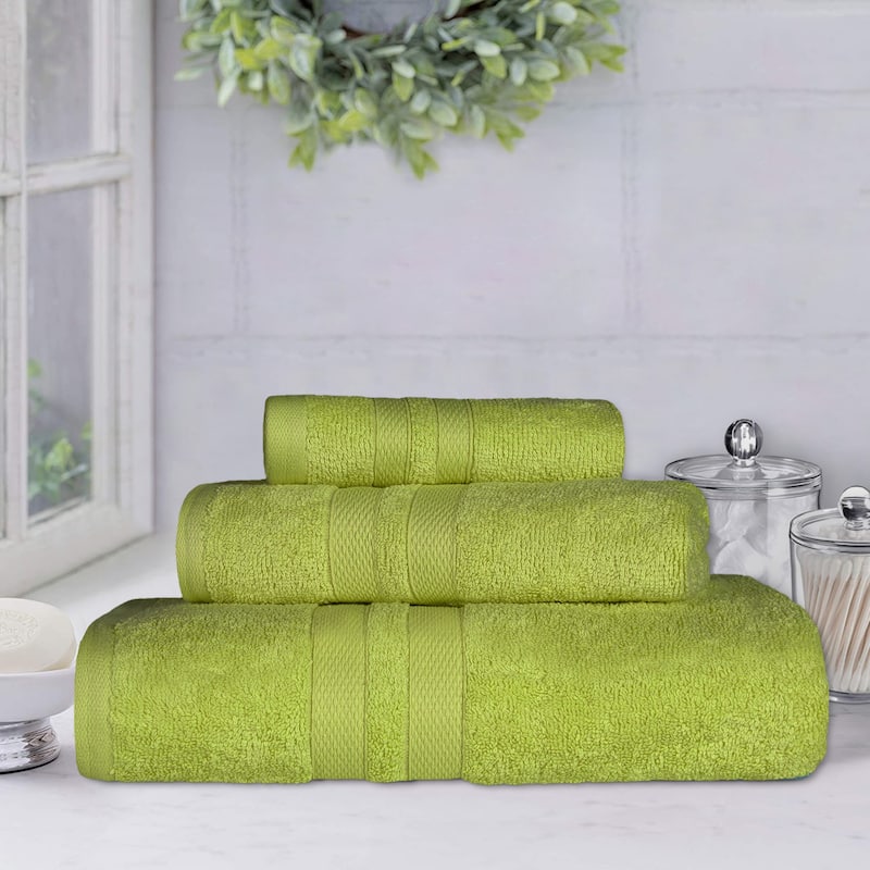 Cotton Quick-Drying 3 Piece Highly Absorbent Towel Set by Superior - Celery