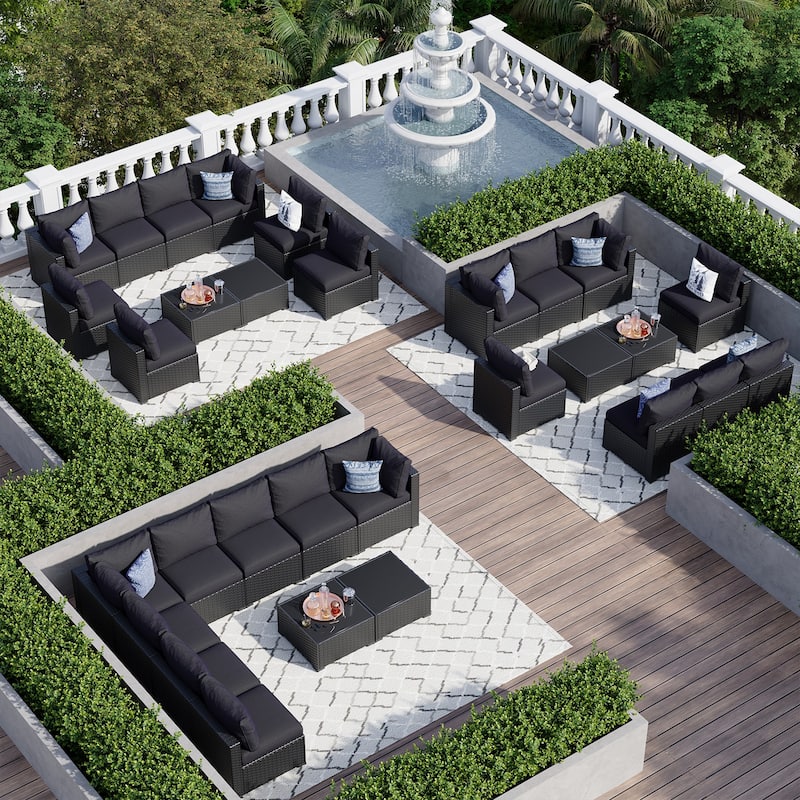 Wicker Rattan Patio Sectional Sofa Set