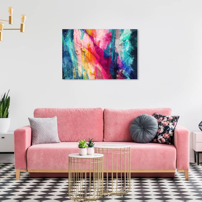 Wynwood Studio Canvas Abstract Brillante Pink and Teal Modern & Contemporary Wall Art Canvas Print - 24 x 36