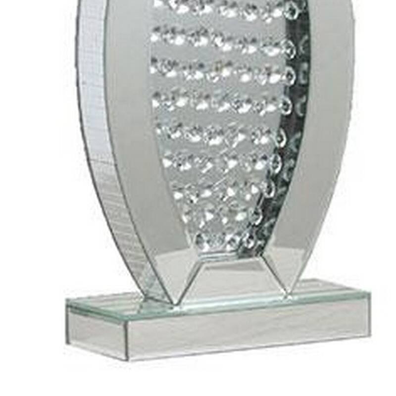 30 Inch Table Lamp, Acrylic Crystal, Rectangular Shade, Curved, Silver