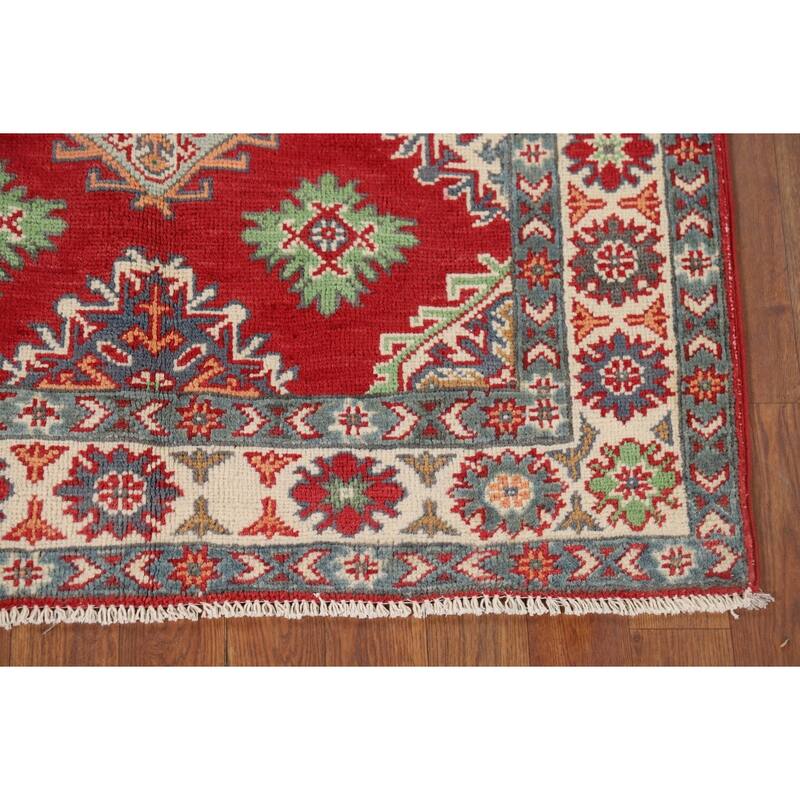 Red Kazak Foyer Rug Handmade Oriental Wool Carpet - 3'4" x 4'11"