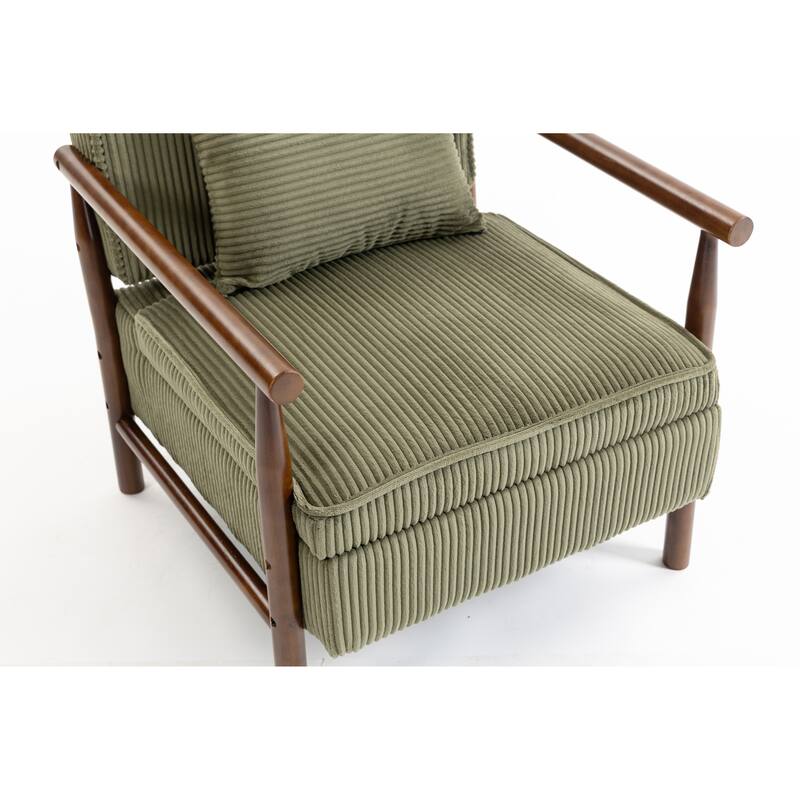 Storage Chair,Mid Century Modern Accent Chair with Wood Frame, Upholstered Living Room Chairs with Waist Cushion