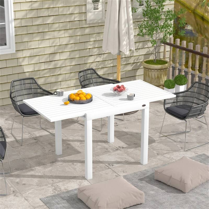 Aluminum Extendable Patio Dining Table for 6 People - 70.75"/35.5" L x 35.5"W x 29.5" H