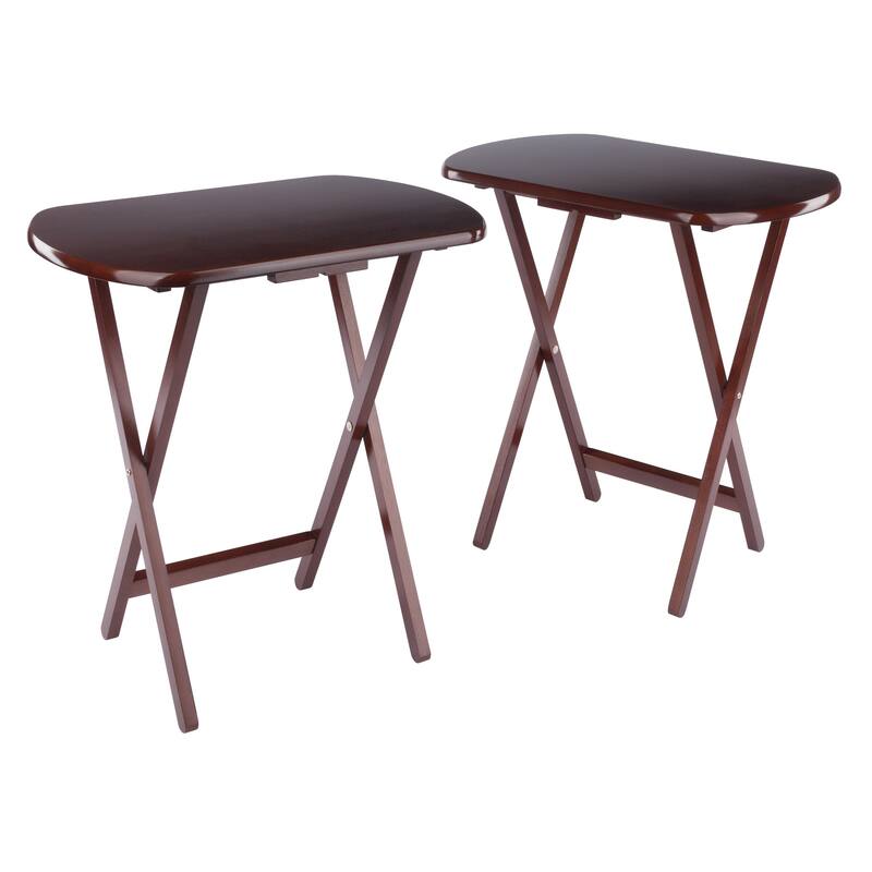 2pc Oversized Rectangular Snack Tables - 25.5" - Walnut Brown