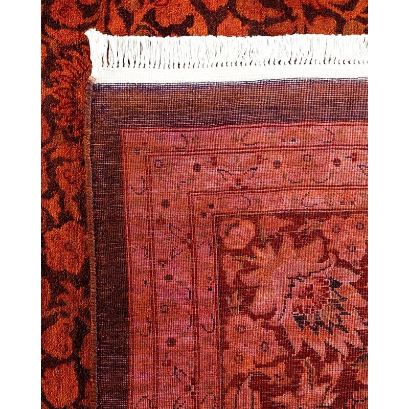 Overton Handknotted Wool Contemporary Overdyed Orange Area Rug - 9' x 12'