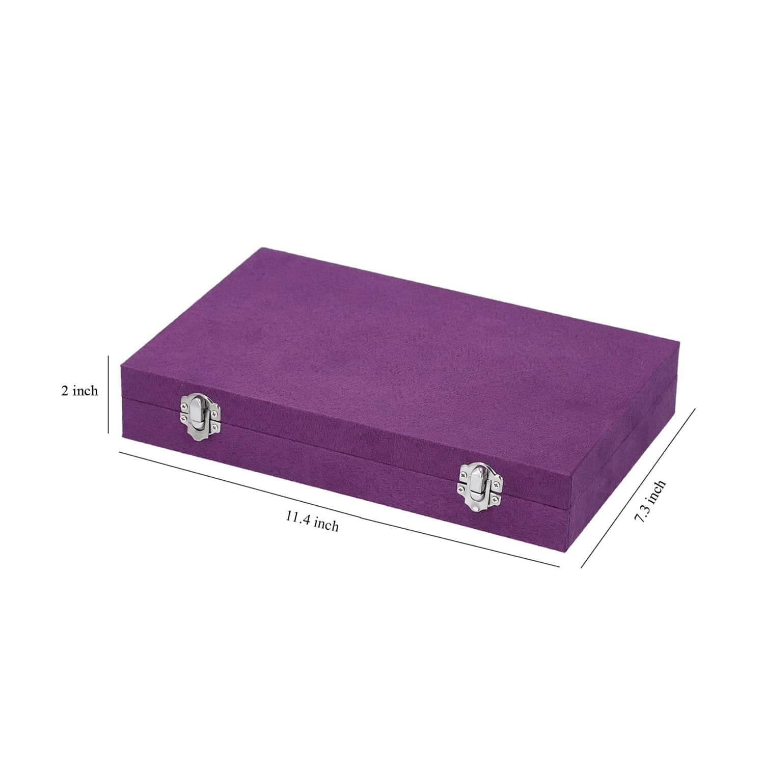 Lilac Velvet Jewelry Box with Anti Tarnish Lining & Lock(11.4x7.3x2)