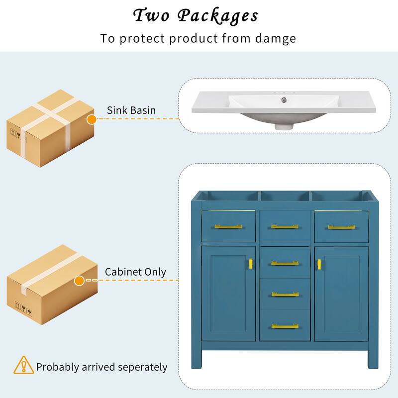 Storage Cabinet for Bathroom Vanity Set with 4 Drawers and 2 Cabinets