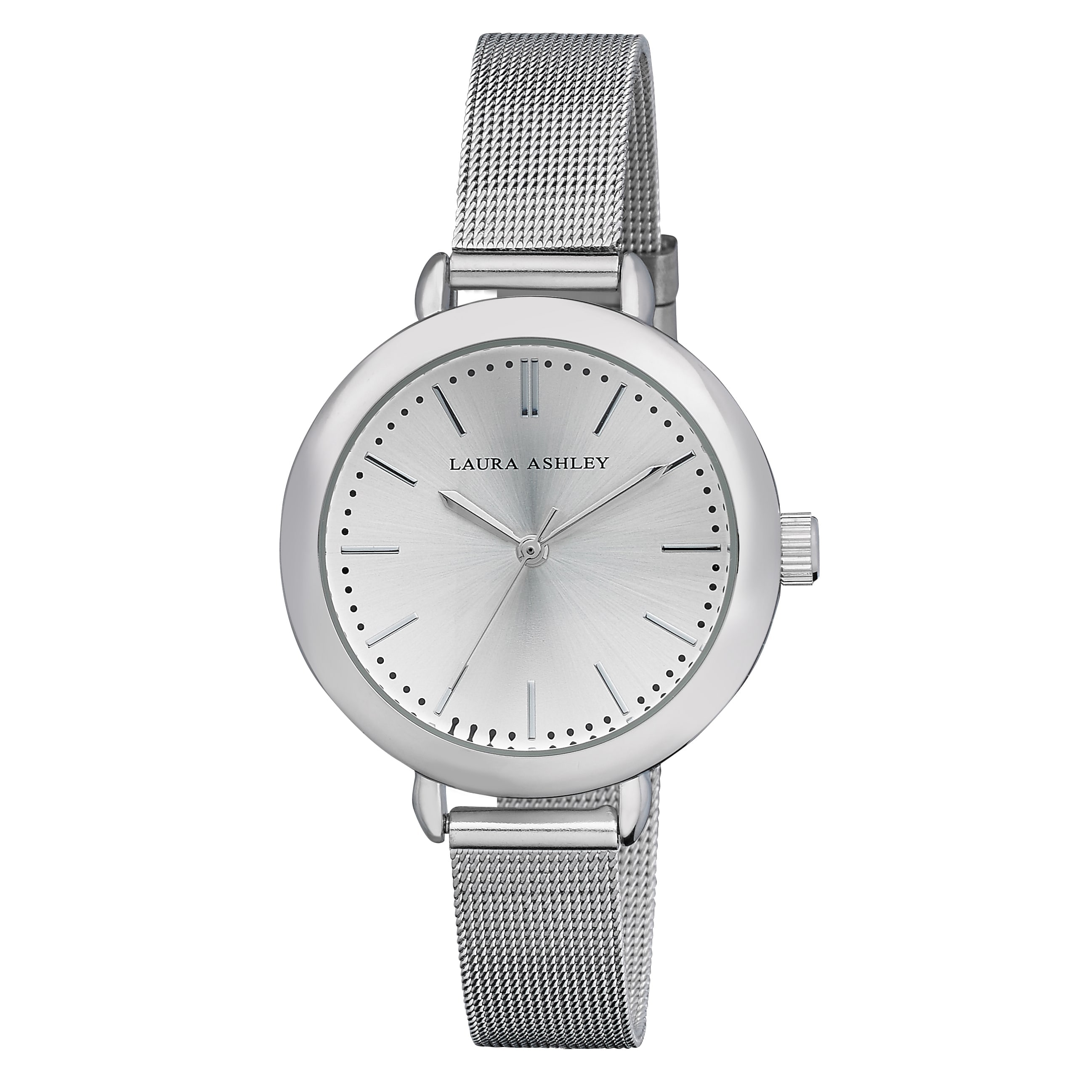 Laura Ashley Ladies Silver Mesh Watch - Overstock - 15617316
