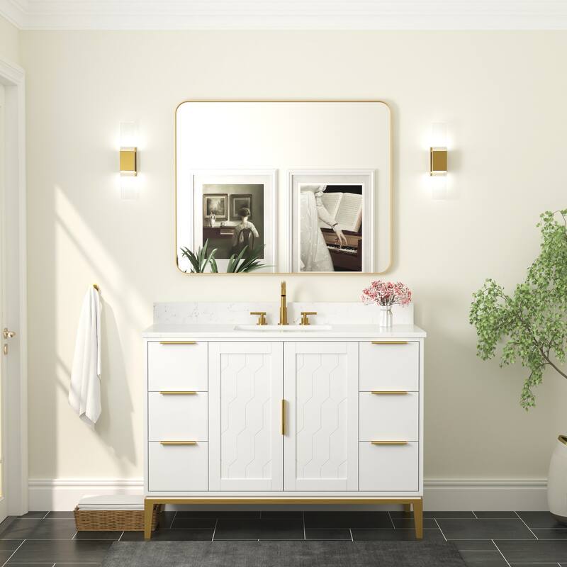 Modern Bathroom Rectangular Wall Mounted Anodized Aluminum Framed Vanity Mirror