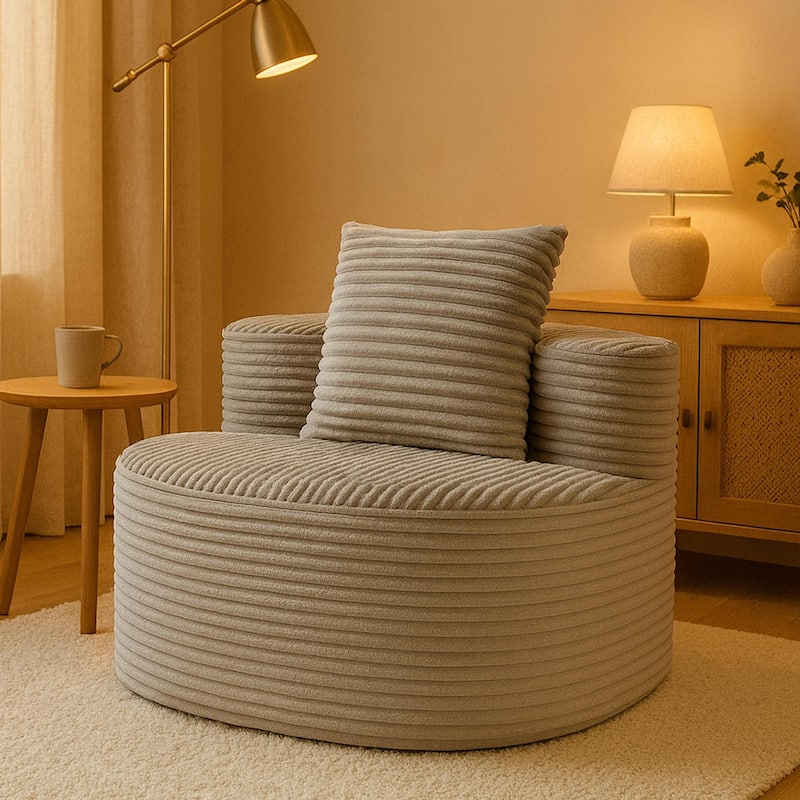 Floor Standing Single Sofa Chair Accent Chair Corduroy Barrel Chair