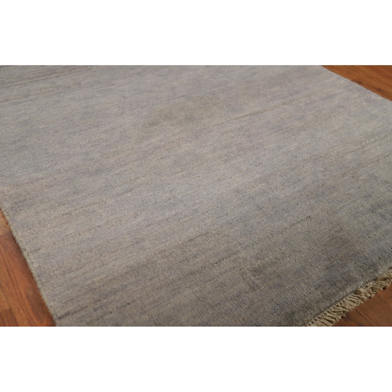 Hand Knotted Oriental 100% Wool Carpet Modern Modern Greys & Charcoal Gabbeh Area Rug - 4' 11'' X 3' 3''