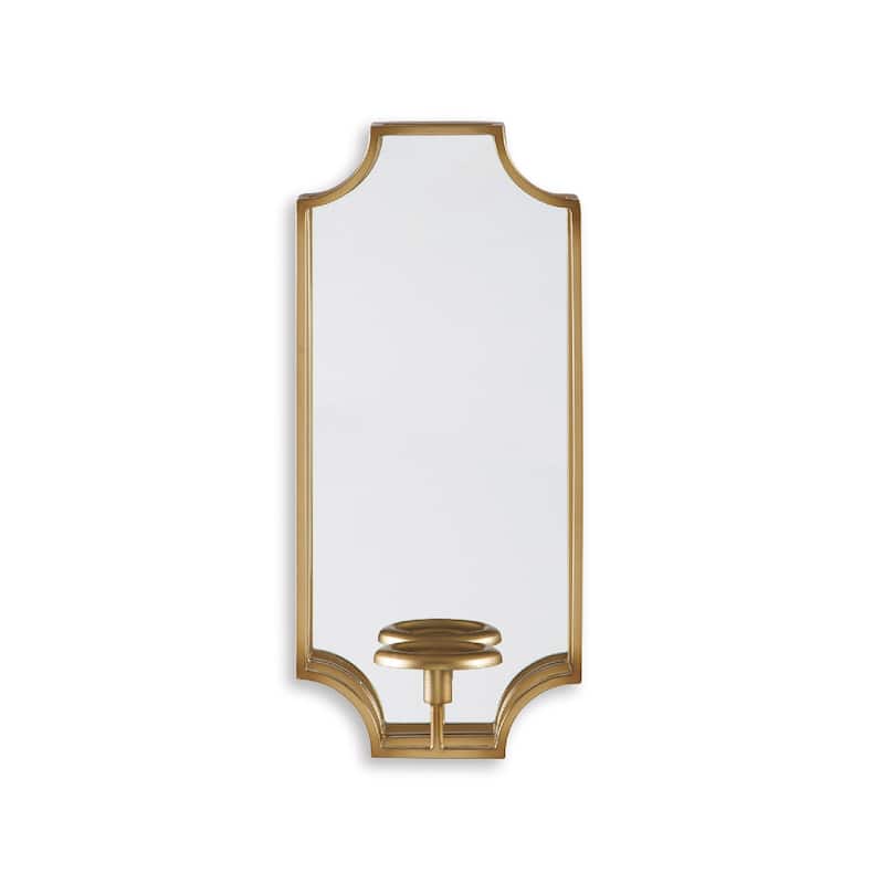 Signature Design by Ashley Dumi Gold-tone Mirrored Wall Sconce - 9" W x 4.75" D x 20.2" H