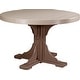 preview thumbnail 22 of 29, Poly Lumber Round Dining Table Set with 28" Benches Dining Height - Weatherwood & Chestnut Brown